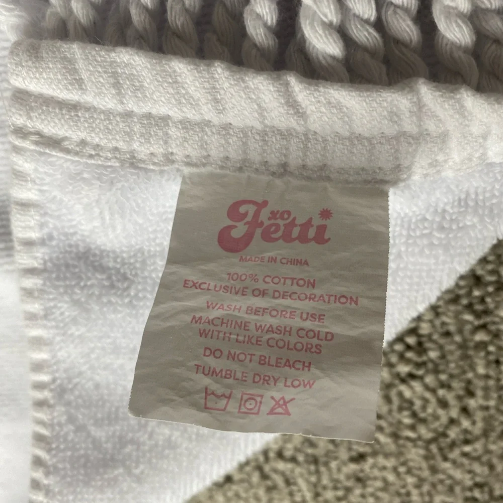 XO FETTI Bride Bachelorette White Towel with Black Script